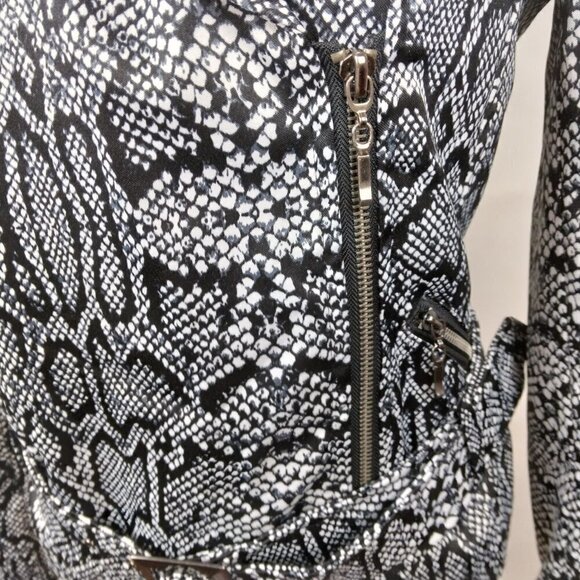 NY Collection | Snake Reptile Print Moto Jacket Black | Size M - Picture 5 of 11